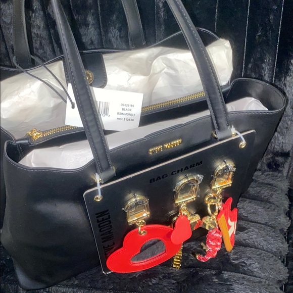 Steve Madden Black Tote with Bag-charm Set NWT - Picture 9 of 11